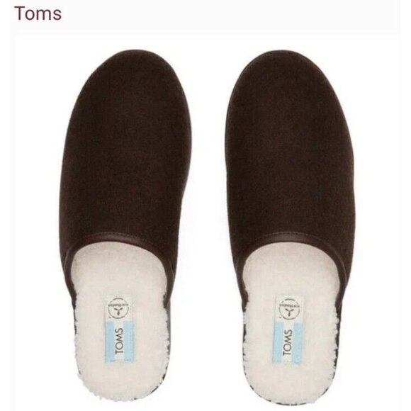 Toms Mens Size 13 Harbor Chocolate Brown Repreve Two Tone Felt Slip On Slippers - Picture 1 of 8